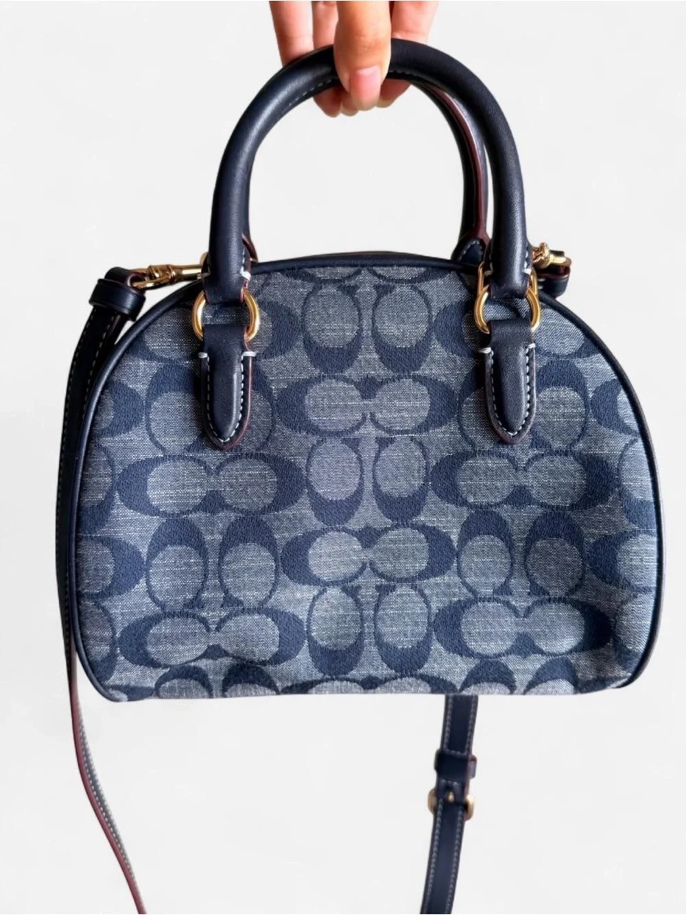 Coach Sydney small satchel crossbody bag (denim multi)